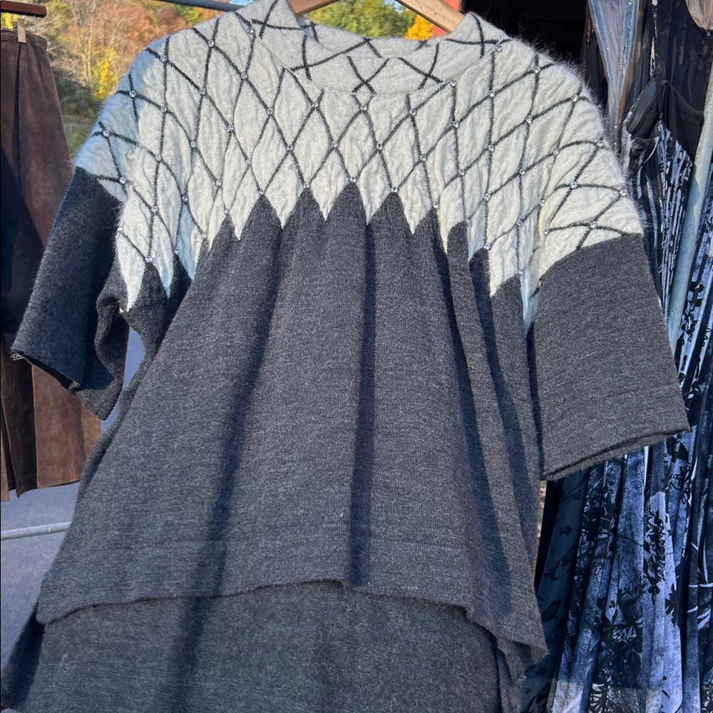French Connection Gray and White Sweater